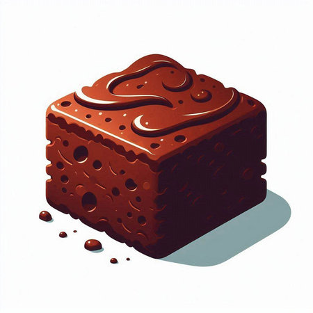 Illustration of a chocolate cake on a white background with a shadowのイラスト素材