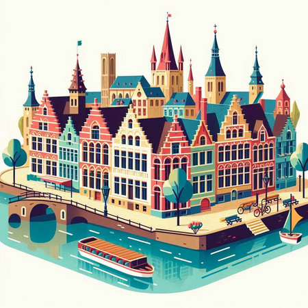 Amsterdam, Netherlands. Vector illustration in retro style on white background.のイラスト素材