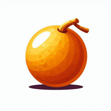 Illustration of a fresh orange apple isolated on a white background.のイラスト素材