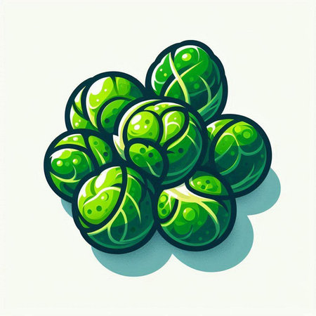 Brussels sprouts isolated on white background. Vector illustration.のイラスト素材