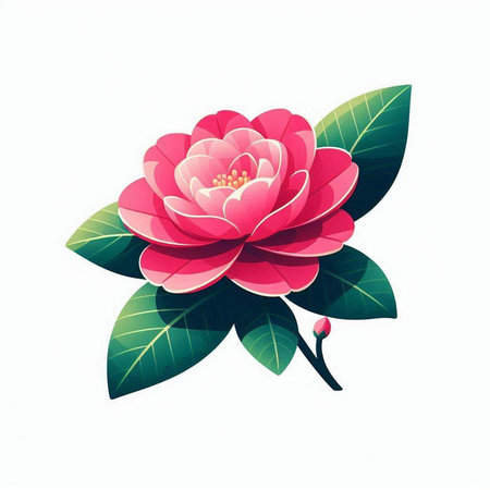 Camellia flower isolated on white background. Vector illustration.のイラスト素材