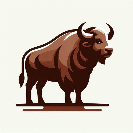 Bison on a white background, vector illustration, eps 10のイラスト素材