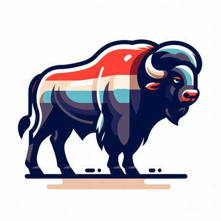 Bison. Vector illustration. Isolated on a white background.のイラスト素材