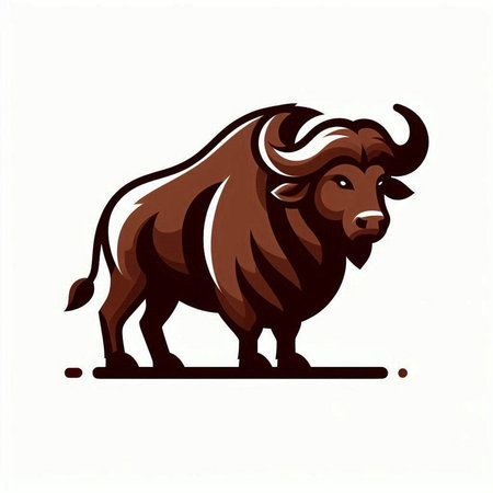 Illustration of a buffalo on a white background. Vector illustration.のイラスト素材