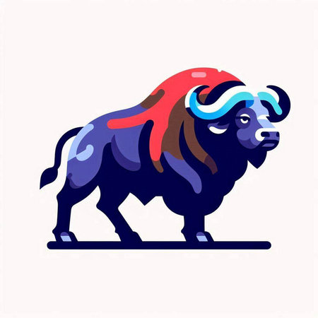 Bison. Vector illustration isolated on a white background. Symbol of 2021.のイラスト素材