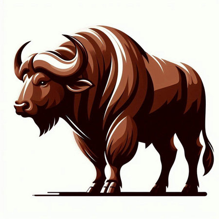 Buffalo. Vector illustration of a wild animal on a white background.のイラスト素材