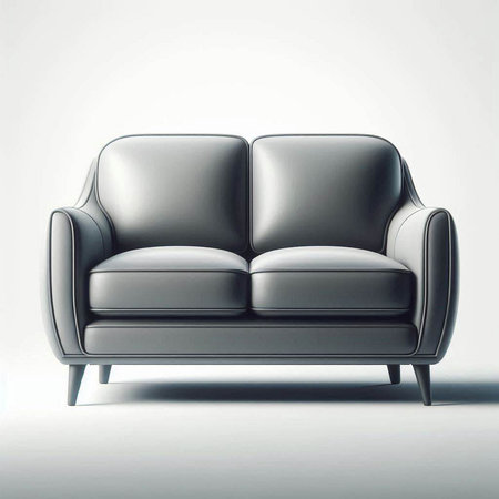 Modern black leather sofa isolated on white background. 3d render illustrationのイラスト素材