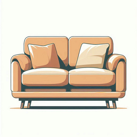 Sofa on a white background. Vector illustration in retro styleのイラスト素材