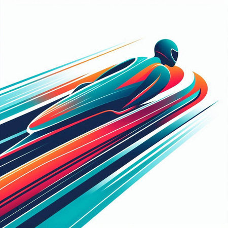 abstract vector background with speed lines and man in sportswearのイラスト素材