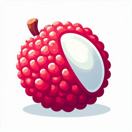 Lychee fruit on white background. Vector illustration of exotic fruit.のイラスト素材