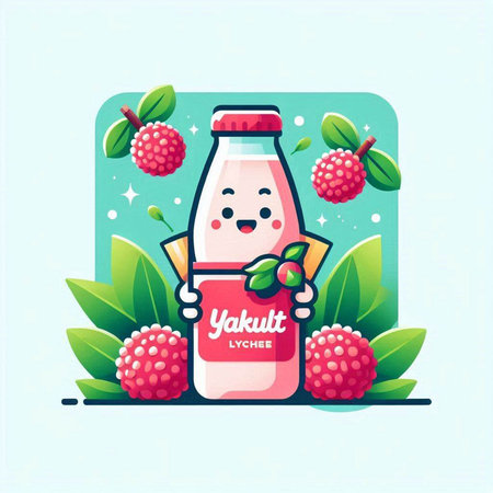 Litchi milk in a bottle. Vector illustration for your designのイラスト素材