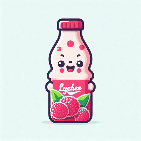 Raspberry smoothie in a bottle. Vector illustration, flat design.のイラスト素材