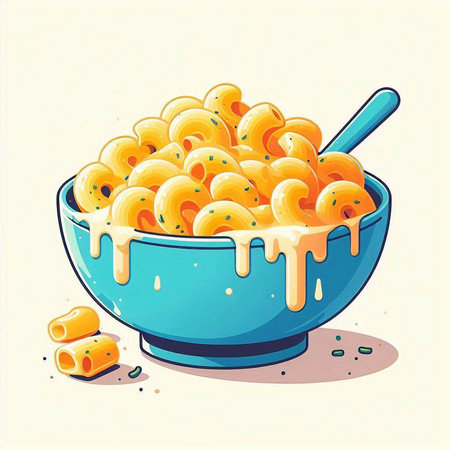 Illustration of a bowl of macaroni with cheese and honeyのイラスト素材