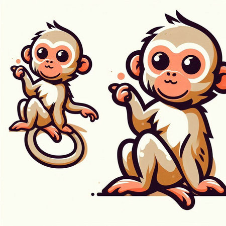 Monkey and monkey cartoon vector illustration. Monkey and monkey vector illustration.のイラスト素材