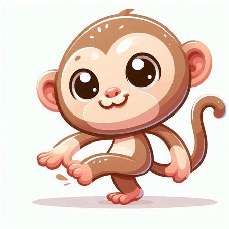 Cute monkey cartoon isolated on white background. Vector illustration of a cute baby monkey.のイラスト素材