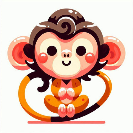 Cute monkey on a white background. Vector illustration in cartoon style.のイラスト素材