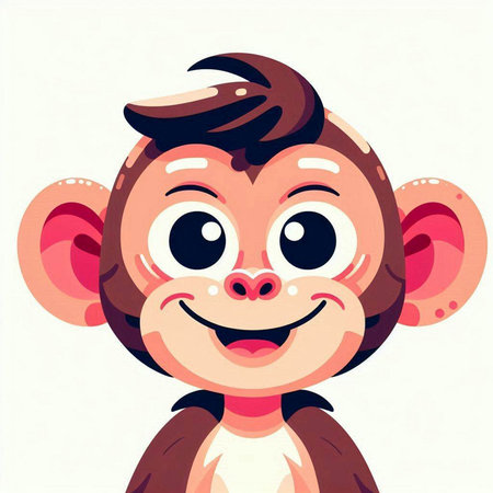 Cute cartoon monkey on white background. Vector illustration for your designのイラスト素材