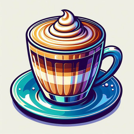 Cup of cappuccino with whipped cream. Vector illustration.のイラスト素材