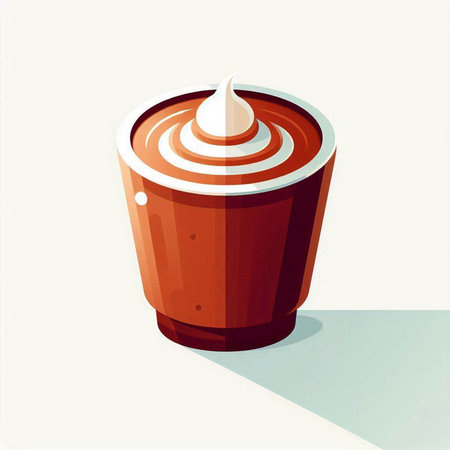 Coffee in a paper cup with cream. Vector illustration.のイラスト素材