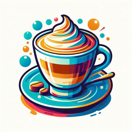Cup of cappuccino with whipped cream. Vector illustration.のイラスト素材