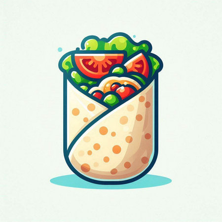 Mexican burrito. Traditional mexican food vector illustration.のイラスト素材