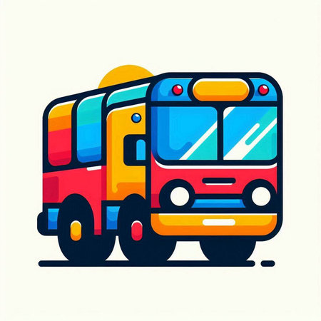 Bus vector icon. Colored illustration of bus vector icon for web designのイラスト素材