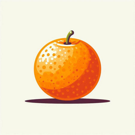 Illustration of a ripe orange on a light background. Vector illustrationのイラスト素材