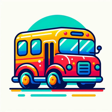 School bus icon. Vector illustration of a school bus on white background.のイラスト素材