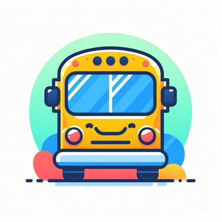School bus icon in flat style. School bus vector illustration on white background.のイラスト素材