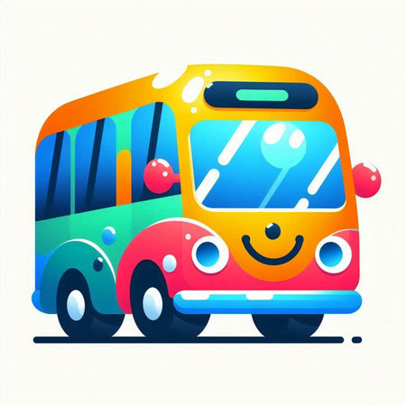 Colorful school bus on white background. Vector illustration in flat style.のイラスト素材