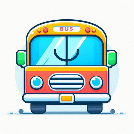 Back to school concept. School bus on white background. Vector illustration.のイラスト素材