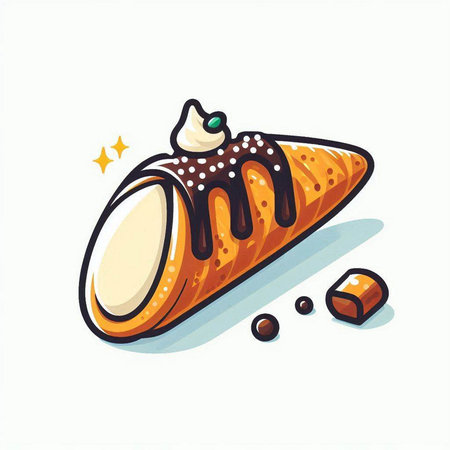 Cake with cream and chocolate on a white background. Vector illustrationのイラスト素材