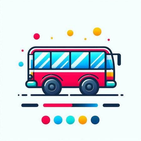 Colorful bus line icon. Vector illustration. Flat design style.のイラスト素材