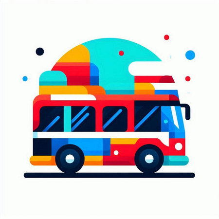 Colorful bus on white background. Vector illustration. Eps 10.のイラスト素材