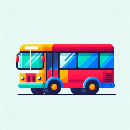 Vector illustration of a school bus on a white background. Flat style.のイラスト素材