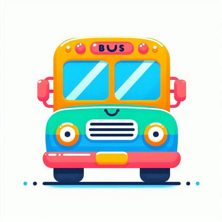 Back to school. Cute cartoon school bus. Vector illustration.のイラスト素材