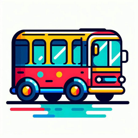 Bus vector icon. Flat illustration of bus vector icon for web designのイラスト素材