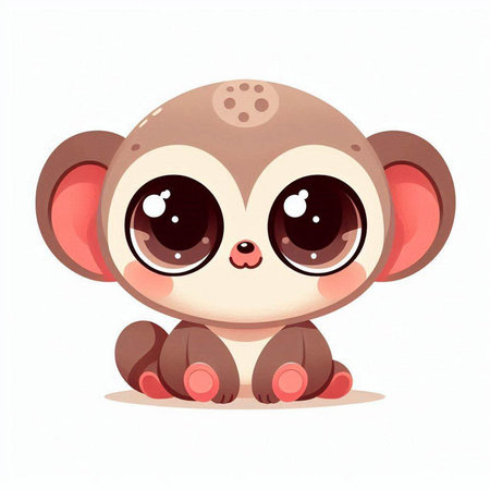 Cute cartoon monkey. Vector illustration isolated on a white background.のイラスト素材