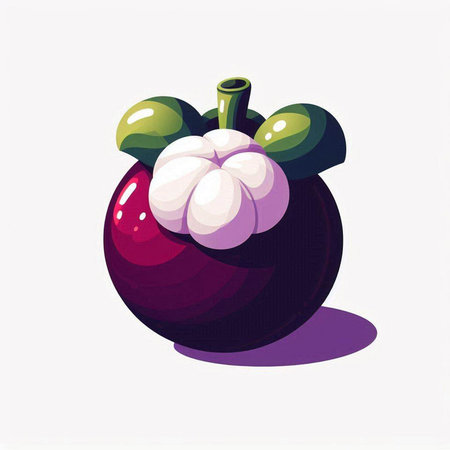 mangosteen vector illustration, isolated on a white background.のイラスト素材