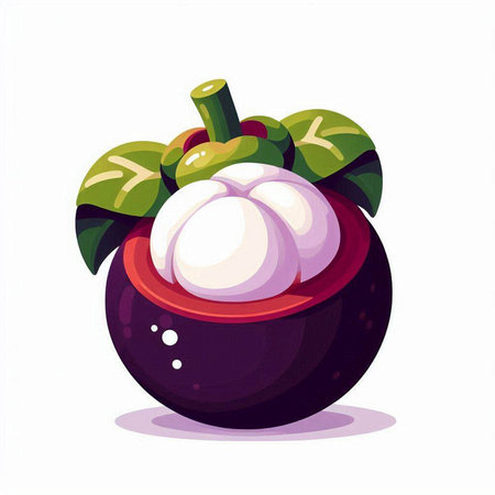 Mangosteen fruit. Exotic tropical fruit. Vector illustrationのイラスト素材