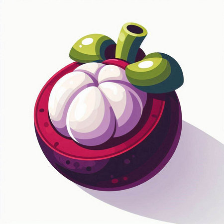 Mangosteen fruit, vector illustration isolated on white background.のイラスト素材