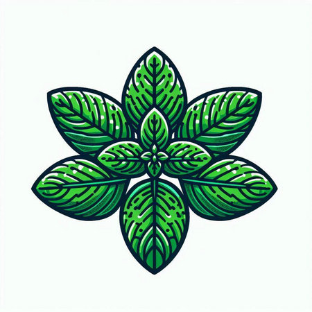 Illustration of green leaf on a white background. Vector illustration.のイラスト素材