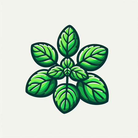 Mint leaves icon. Hand drawn vector illustration. Isolated on white background.のイラスト素材