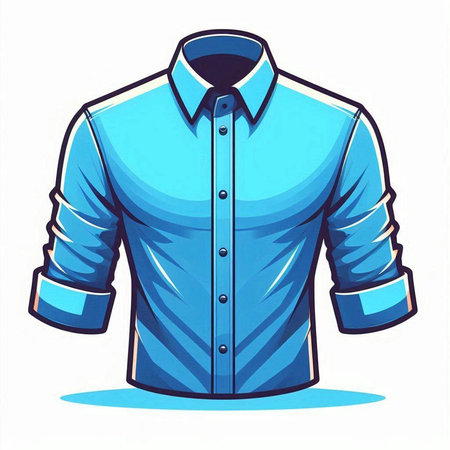 Illustration of a blue shirt on a white background, vector illustrationのイラスト素材