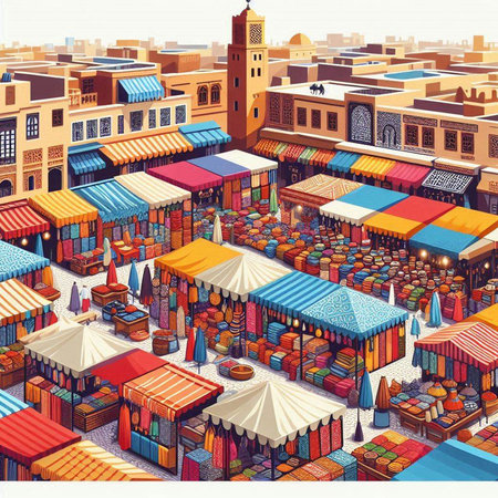 Old market in the old city of Dubai, UAE. Vector illustrationのイラスト素材