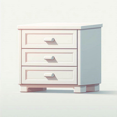 Illustration of a white chest of drawers on a white backgroundのイラスト素材