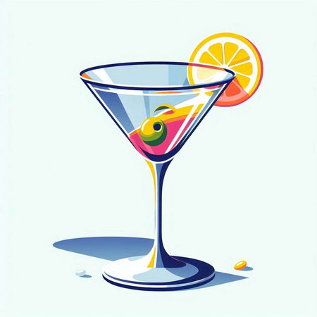 Illustration of a cocktail in a martini glass with an orange sliceのイラスト素材