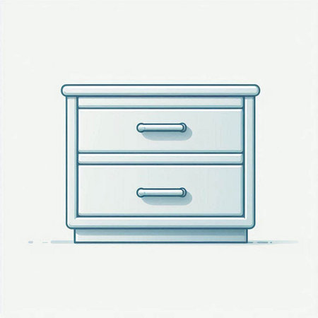 Cartoon illustration of a blue chest of drawers on a white backgroundのイラスト素材