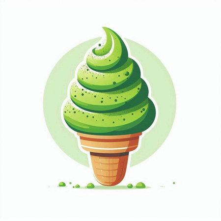 Ice cream in waffle cone. Vector illustration on white background.のイラスト素材