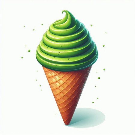 Ice cream in a waffle cone on a white background. Vector illustrationのイラスト素材